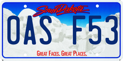 SD license plate 0ASF53