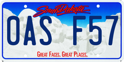 SD license plate 0ASF57