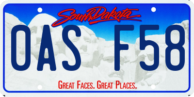 SD license plate 0ASF58