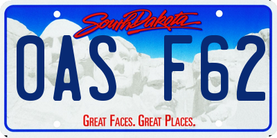 SD license plate 0ASF62