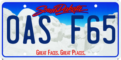 SD license plate 0ASF65