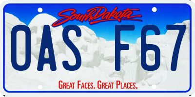 SD license plate 0ASF67