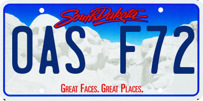 SD license plate 0ASF72