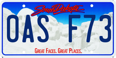 SD license plate 0ASF73
