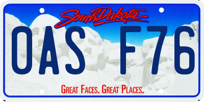 SD license plate 0ASF76