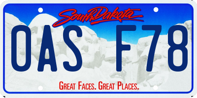 SD license plate 0ASF78