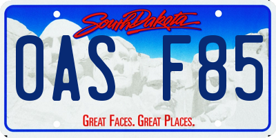SD license plate 0ASF85