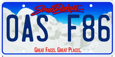 SD license plate 0ASF86