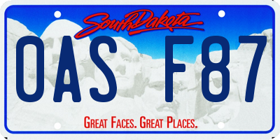SD license plate 0ASF87