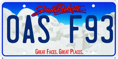 SD license plate 0ASF93