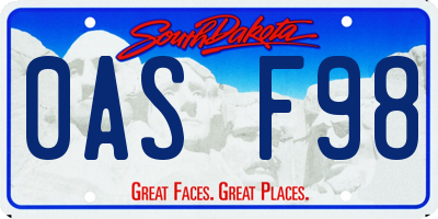 SD license plate 0ASF98