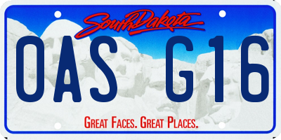 SD license plate 0ASG16