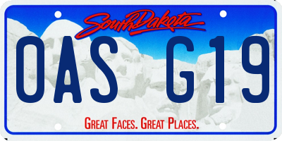 SD license plate 0ASG19