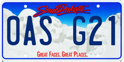 SD license plate 0ASG21