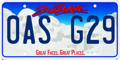 SD license plate 0ASG29