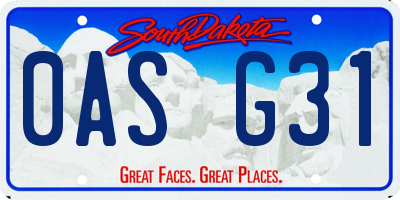 SD license plate 0ASG31