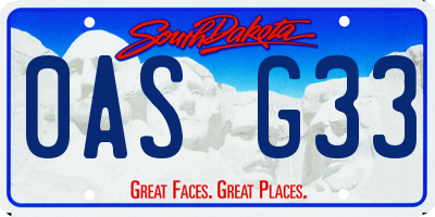 SD license plate 0ASG33
