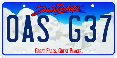 SD license plate 0ASG37