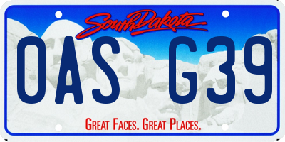 SD license plate 0ASG39