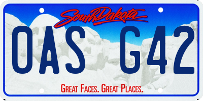 SD license plate 0ASG42