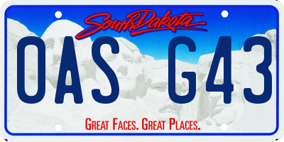 SD license plate 0ASG43