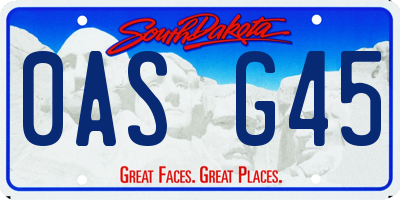 SD license plate 0ASG45
