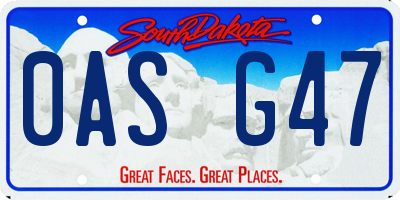 SD license plate 0ASG47