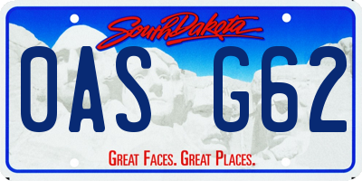 SD license plate 0ASG62