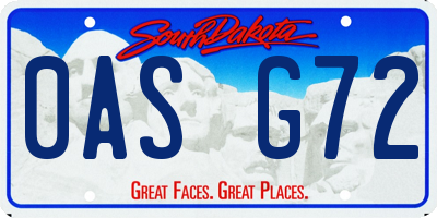 SD license plate 0ASG72