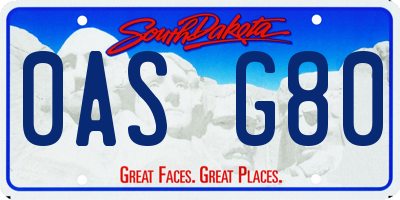 SD license plate 0ASG80
