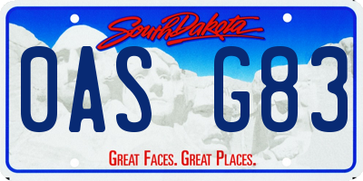 SD license plate 0ASG83