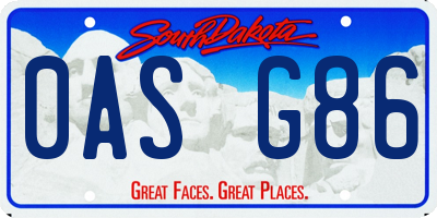 SD license plate 0ASG86