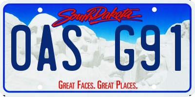 SD license plate 0ASG91