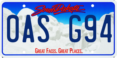 SD license plate 0ASG94