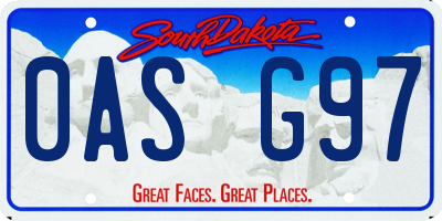 SD license plate 0ASG97