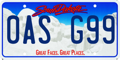 SD license plate 0ASG99