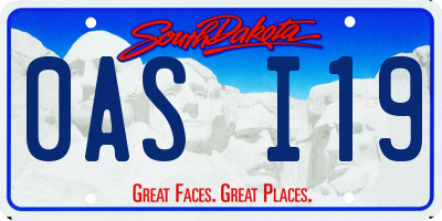 SD license plate 0ASI19