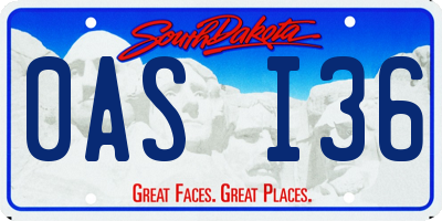 SD license plate 0ASI36