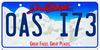 SD license plate 0ASI73