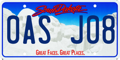 SD license plate 0ASJ08