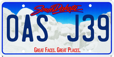 SD license plate 0ASJ39