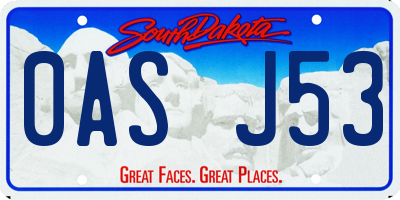 SD license plate 0ASJ53