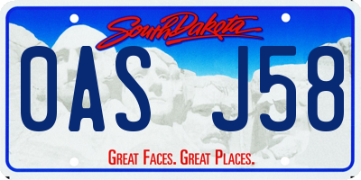 SD license plate 0ASJ58