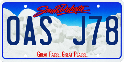 SD license plate 0ASJ78