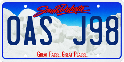 SD license plate 0ASJ98