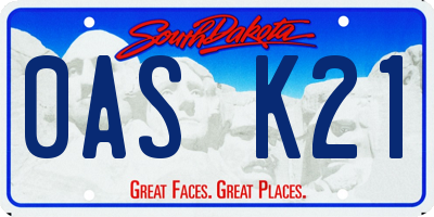 SD license plate 0ASK21