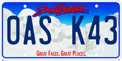 SD license plate 0ASK43