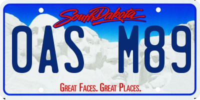 SD license plate 0ASM89