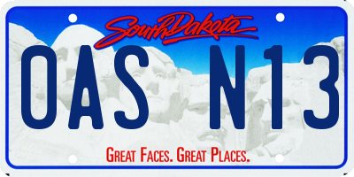 SD license plate 0ASN13