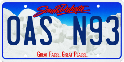 SD license plate 0ASN93